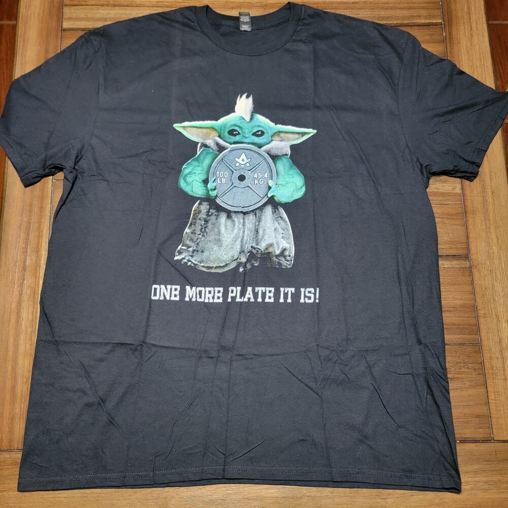 OOAK Anvil Unisex Tee Grogu Inspirational Workout "One More Plate" - 2XL NWOT